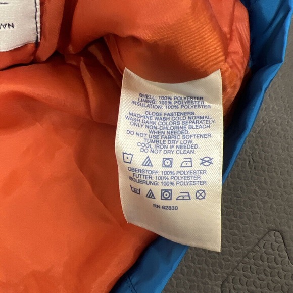 Lands End Medium Weight Hooded Boys Jacket Size M 10-12 Blue & Orange FS Charity - Picture 5 of 10